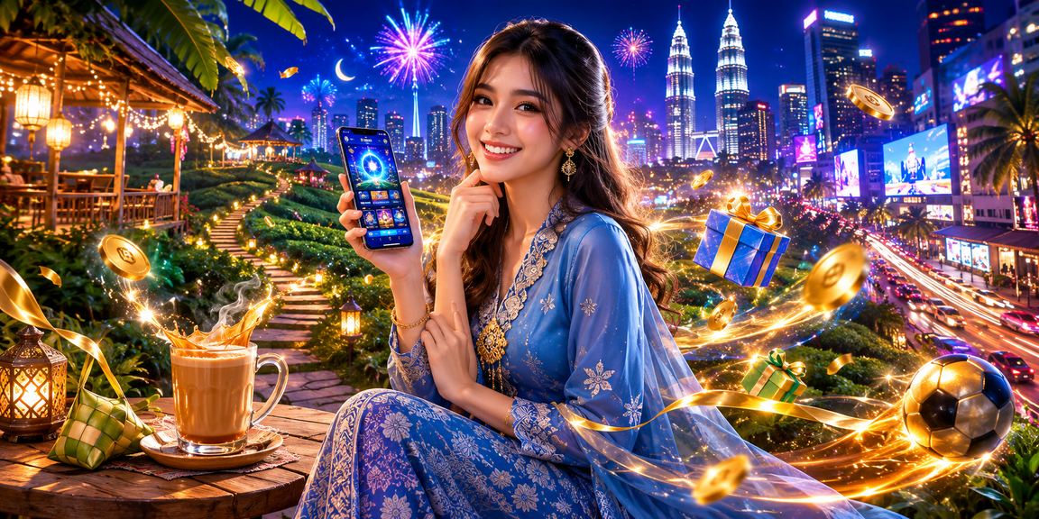Aplikasi kasino x1bet digunakan pemain Malaysia berbaju kurung di Kuala Lumpur